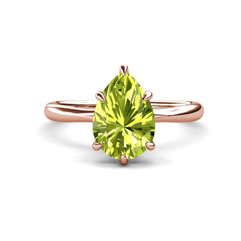 Solina 2.28 ctw Pear Shape Peridot accented Lab Grown Diamond Hidden Halo Women Engagement Ring 