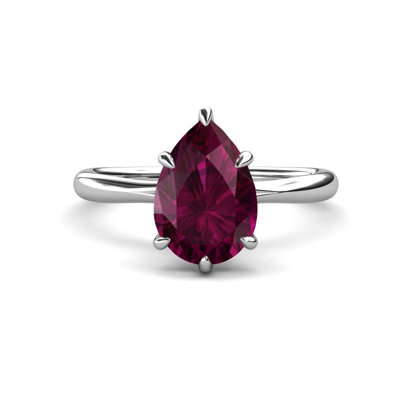 Solina 2.48 ctw Pear Shape Rhodolite Garnet accented Lab Grown Diamond Hidden Halo Women Engagement Ring 