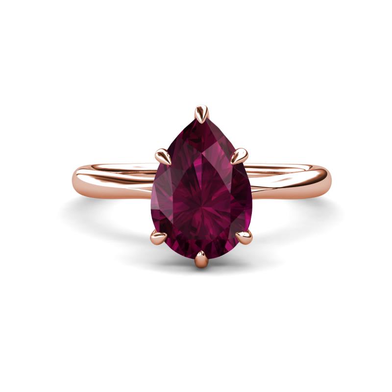 Solina 2.48 ctw Pear Shape Rhodolite Garnet accented Lab Grown Diamond Hidden Halo Women Engagement Ring 