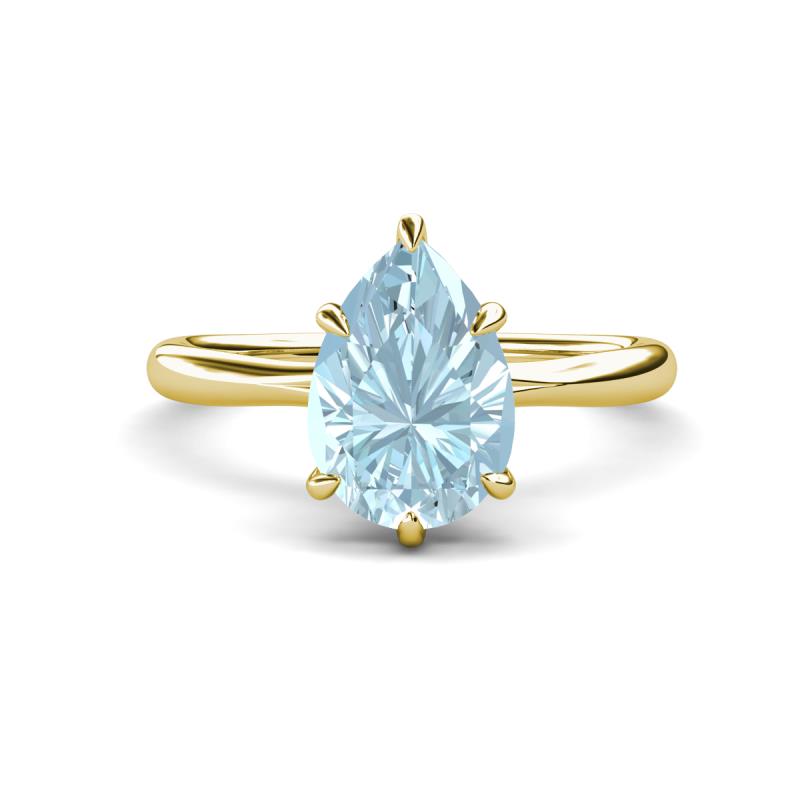 Solina 2.03 ctw Pear Shape Aquamarine accented Lab Grown Diamond Hidden Halo Women Engagement Ring 