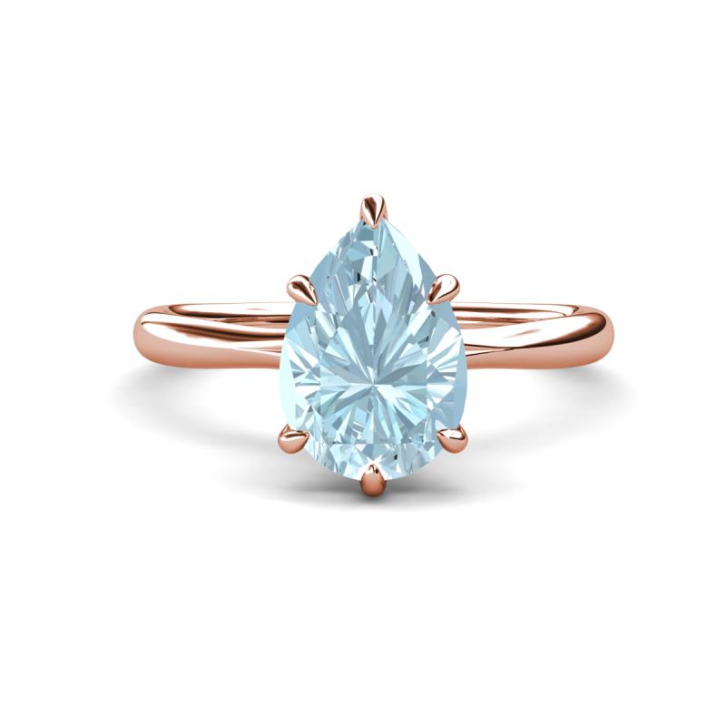 Solina 2.03 ctw Pear Shape Aquamarine accented Lab Grown Diamond Hidden Halo Women Engagement Ring 
