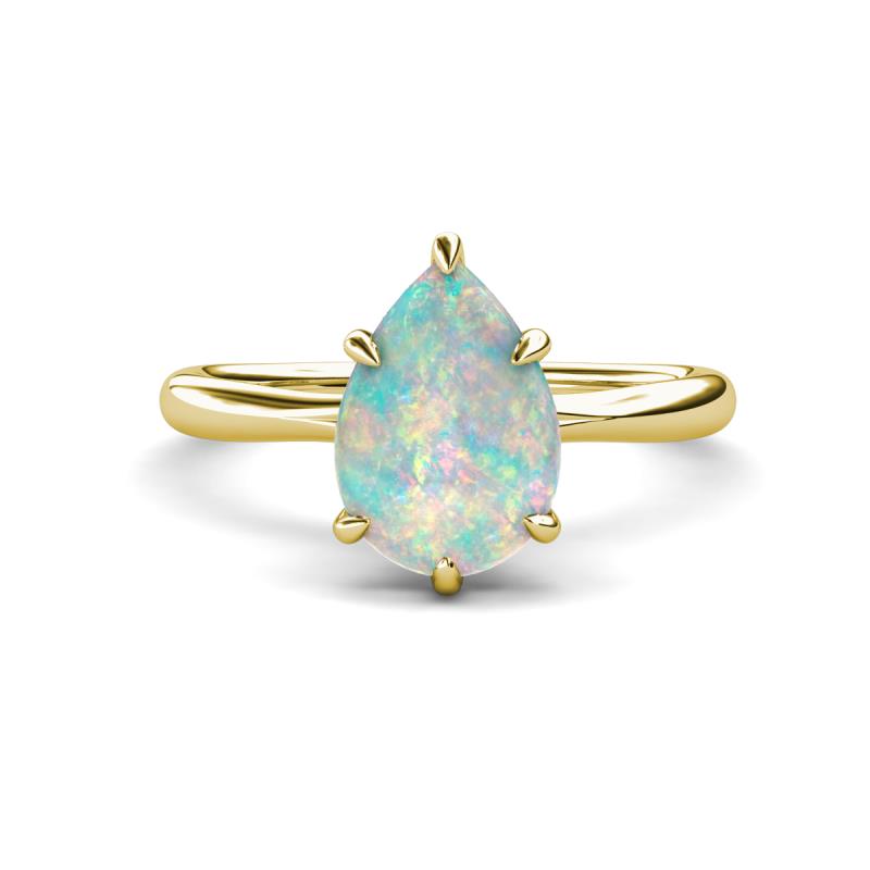 Solina 1.03 ctw Pear Shape Opal accented Lab Grown Diamond Hidden Halo Women Engagement Ring 
