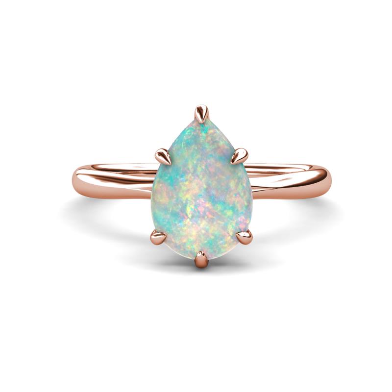 Solina 1.03 ctw Pear Shape Opal accented Lab Grown Diamond Hidden Halo Women Engagement Ring 