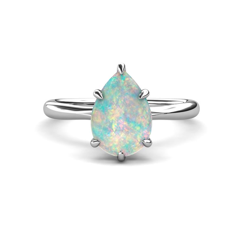 Solina 1.03 ctw Pear Shape Opal accented Lab Grown Diamond Hidden Halo Women Engagement Ring 