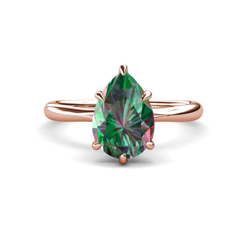 Solina 2.67 ctw Pear Shape Created Alexandrite accented Lab Grown Diamond Hidden Halo Women Engagement Ring 