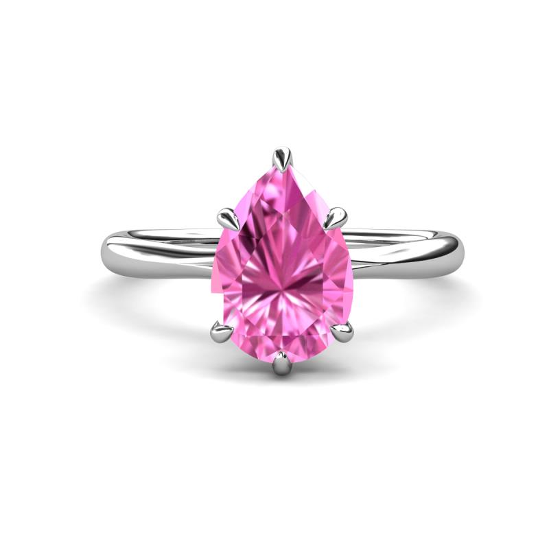 Solina 2.58 ctw Pear Shape Created Pink Sapphire accented Lab Grown Diamond Hidden Halo Women Engagement Ring 