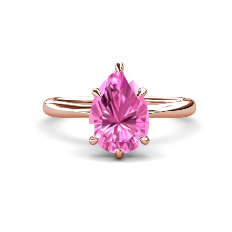Solina 2.58 ctw Pear Shape Created Pink Sapphire accented Lab Grown Diamond Hidden Halo Women Engagement Ring 