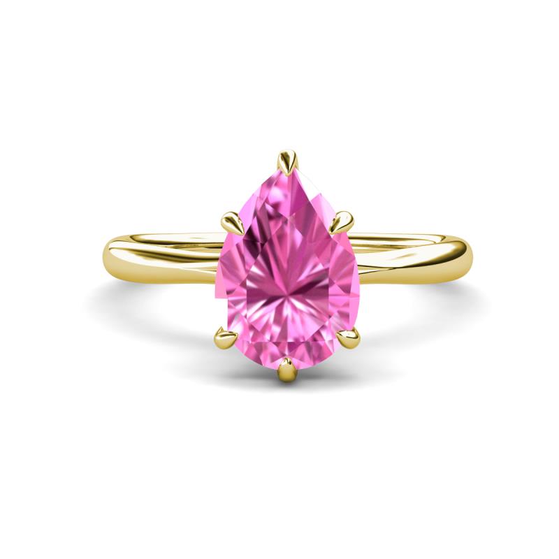 Solina 2.58 ctw Pear Shape Created Pink Sapphire accented Lab Grown Diamond Hidden Halo Women Engagement Ring 