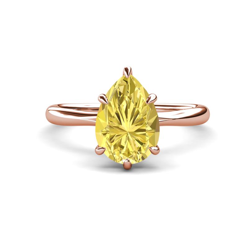 Solina 2.58 ctw Pear Shape Created Yellow Sapphire accented Lab Grown Diamond Hidden Halo Women Engagement Ring 