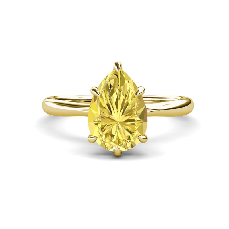 Solina 2.58 ctw Pear Shape Created Yellow Sapphire accented Lab Grown Diamond Hidden Halo Women Engagement Ring 