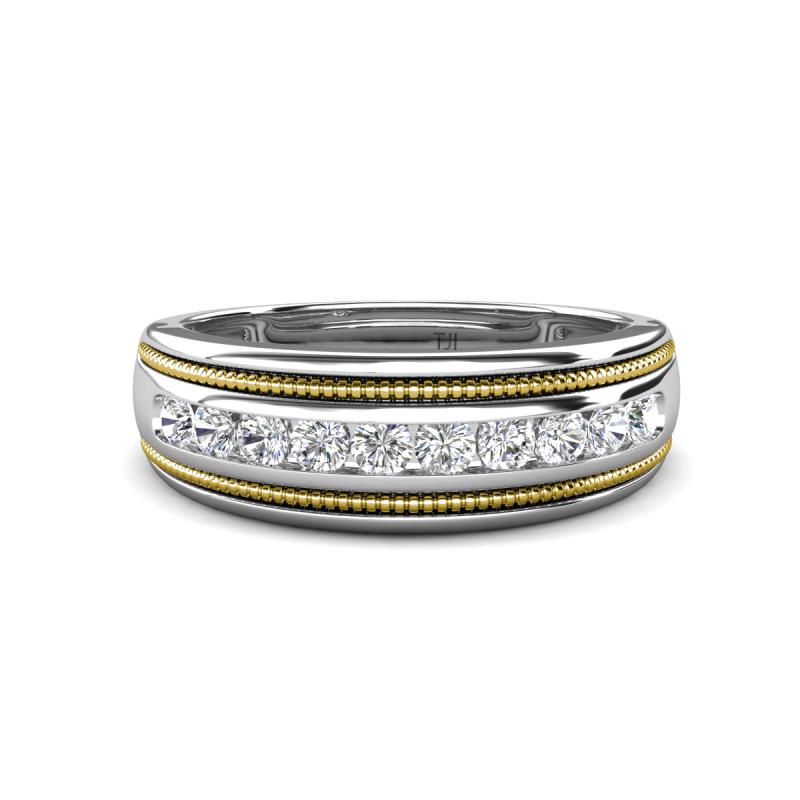 Zaid 0.55 ctw Round Natural Diamond Two Toned and High Polished Edges Men Wedding Band (8 mm) 