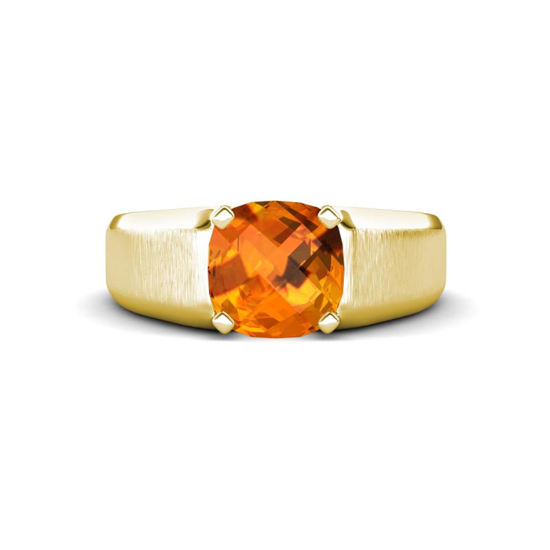 Jude 1.35 ct Cushion Checkerboard Cut Citrine Solitaire Men Wedding Band (7 mm) 