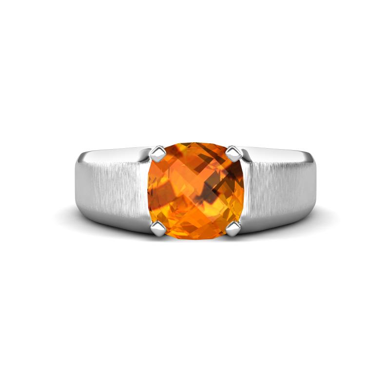 Jude 1.35 ct Cushion Checkerboard Cut Citrine Solitaire Men Wedding Band (7 mm) 