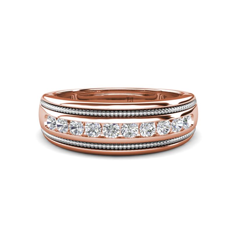 Zaid 0.45 ctw Round Moissanite Two Toned and High Polished Edges Men Wedding Band (8 mm) 