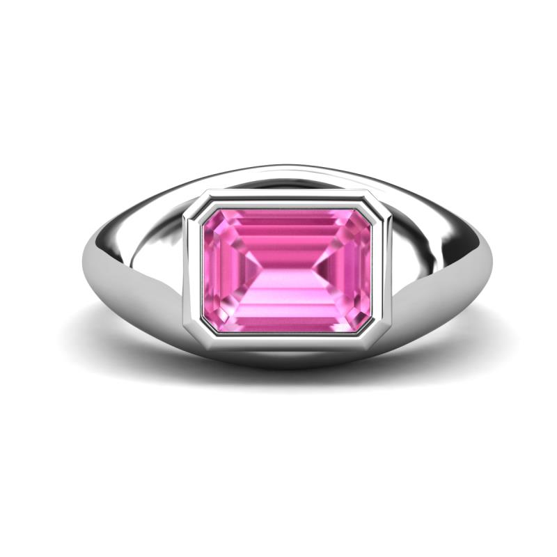 Dianne 3.00 ct Emerald Shape Created Pink Sapphire Women Solitaire Engagement Ring 