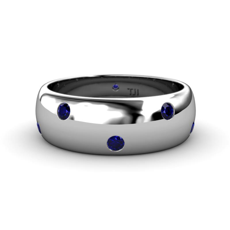 Elara 0.36 ctw Blue Sapphire (2.00 mm) set in Burnish Setting 7.00 mm Width Eternity Band 