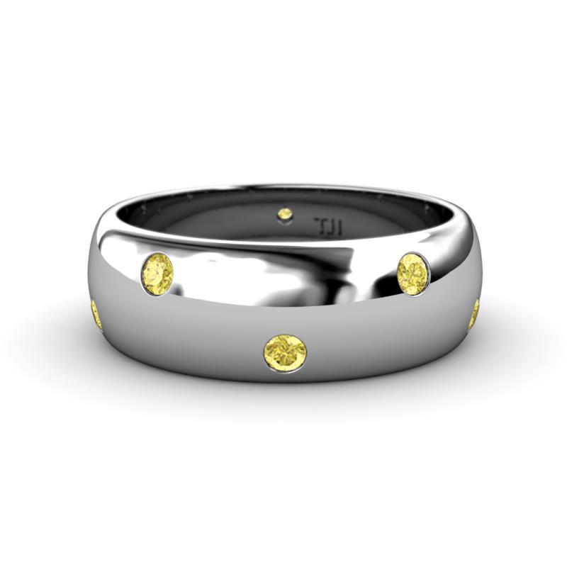 Elara 0.36 ctw Yellow Sapphire (2.00 mm) set in Burnish Setting 7.00 mm Width Eternity Band 