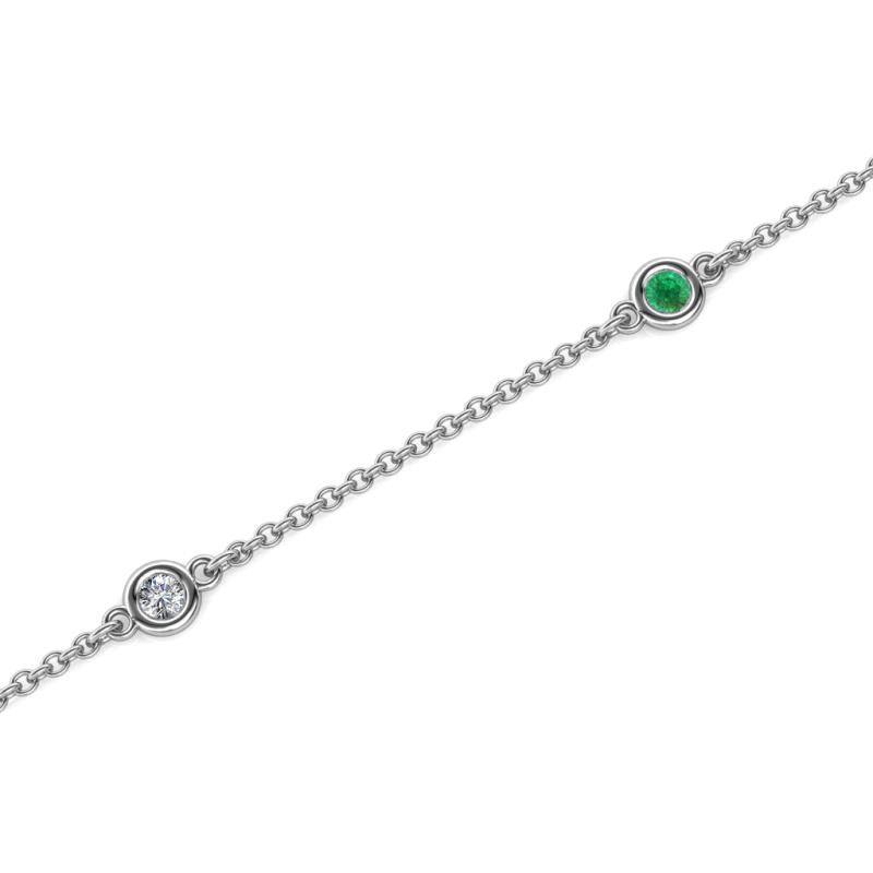 Aizza 0.24 ctw Emerald and Lab Grown Diamond (2.50 mm) Station Bracelet 