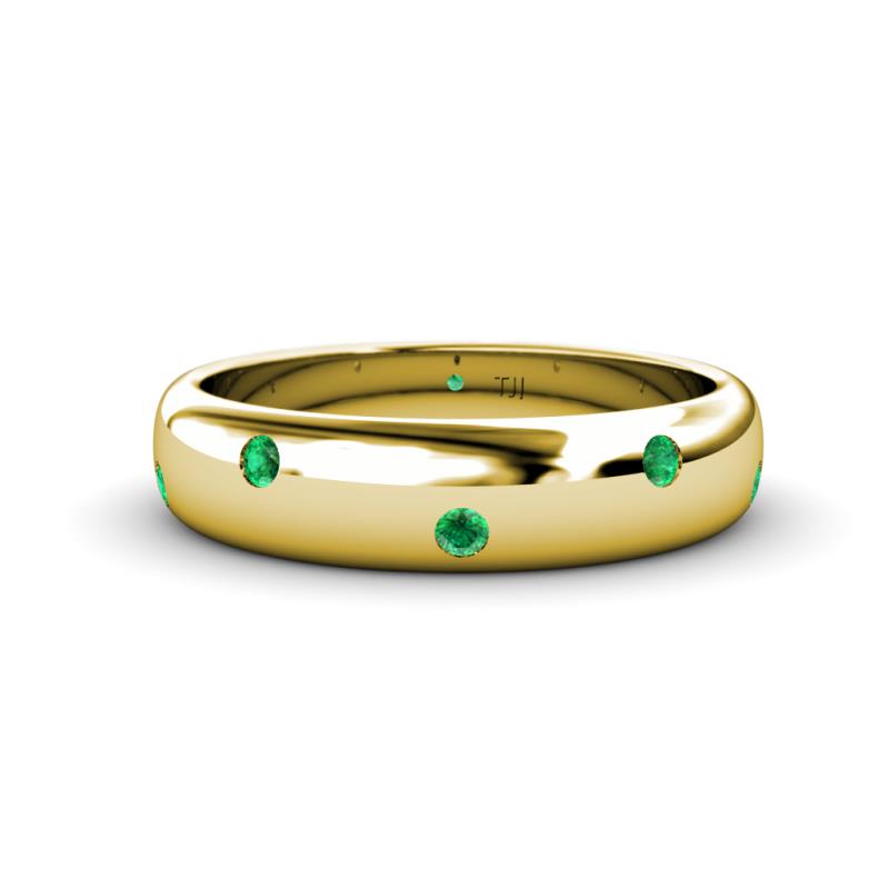 Elara 0.30 ctw Emerald (2.00 mm) set in Burnish Setting 5.00 mm Width Eternity Band 