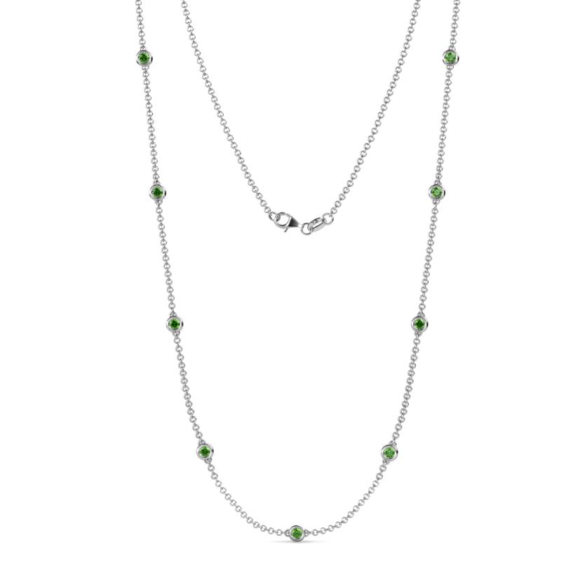 Adia (9 Stn/3.4mm) Green Garnet on Cable Necklace 