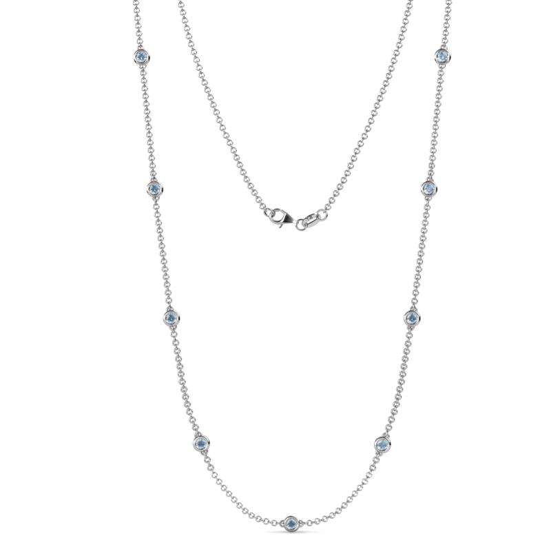 Adia (9 Stn/3.4mm) Aquamarine on Cable Necklace 