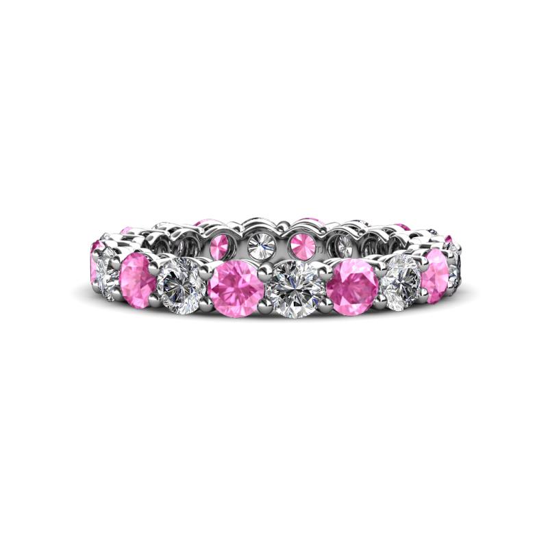 Tiffany 3.08 ctw Pink Sapphire and Diamond (3.40 mm) Eternity Band 