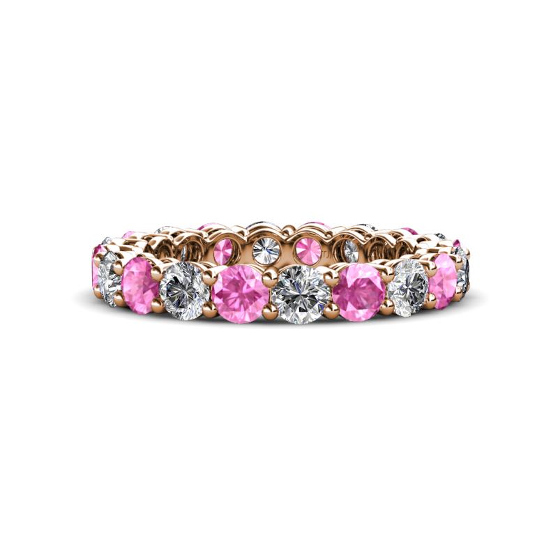 Tiffany 3.08 ctw Pink Sapphire and Diamond (3.40 mm) Eternity Band 