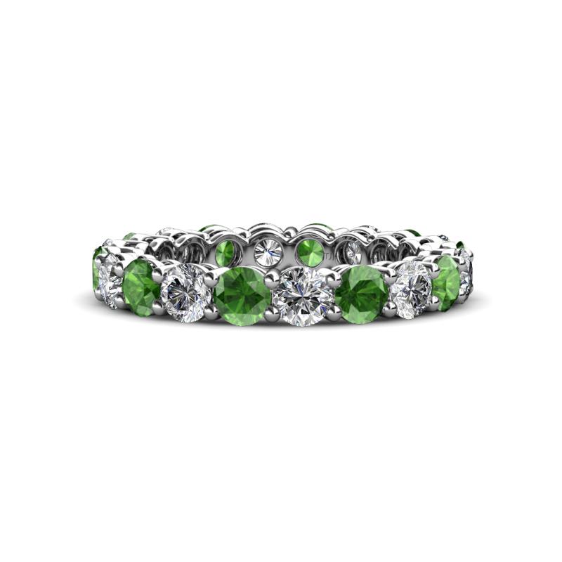 Tiffany 3.18 ctw Green Garnet and Diamond (3.40 mm) Eternity Band 