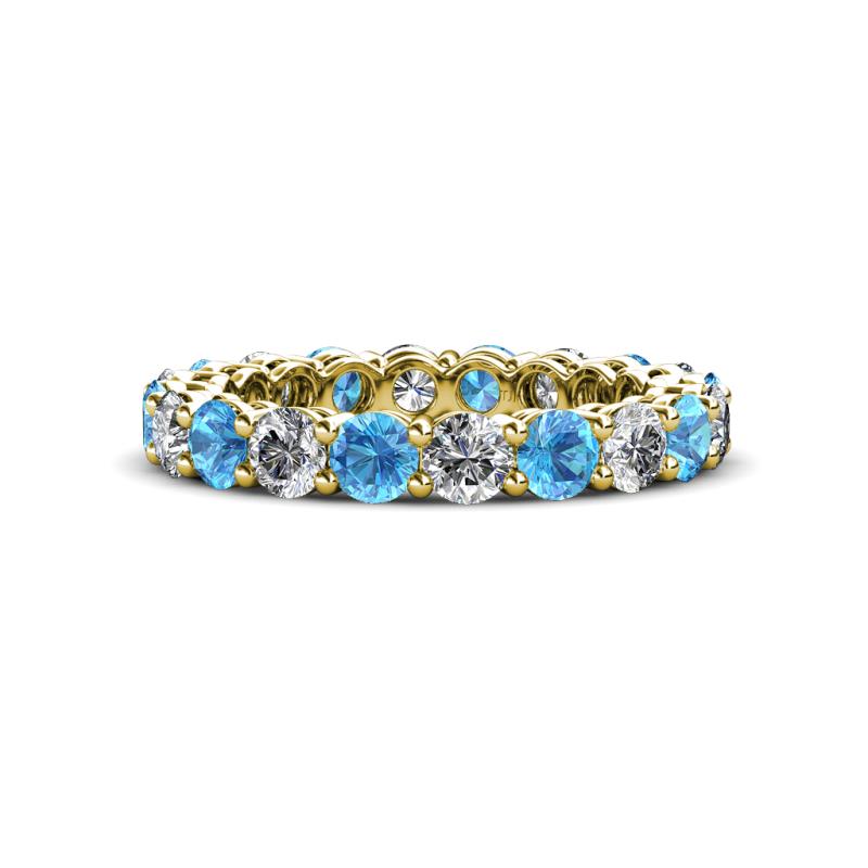 Tiffany 2.90 ctw Blue Topaz and Diamond (3.40 mm) Eternity Band 
