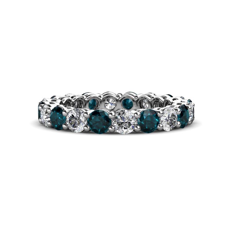 Tiffany 2.90 ctw London Blue Topaz and Diamond (3.40 mm) Eternity Band 