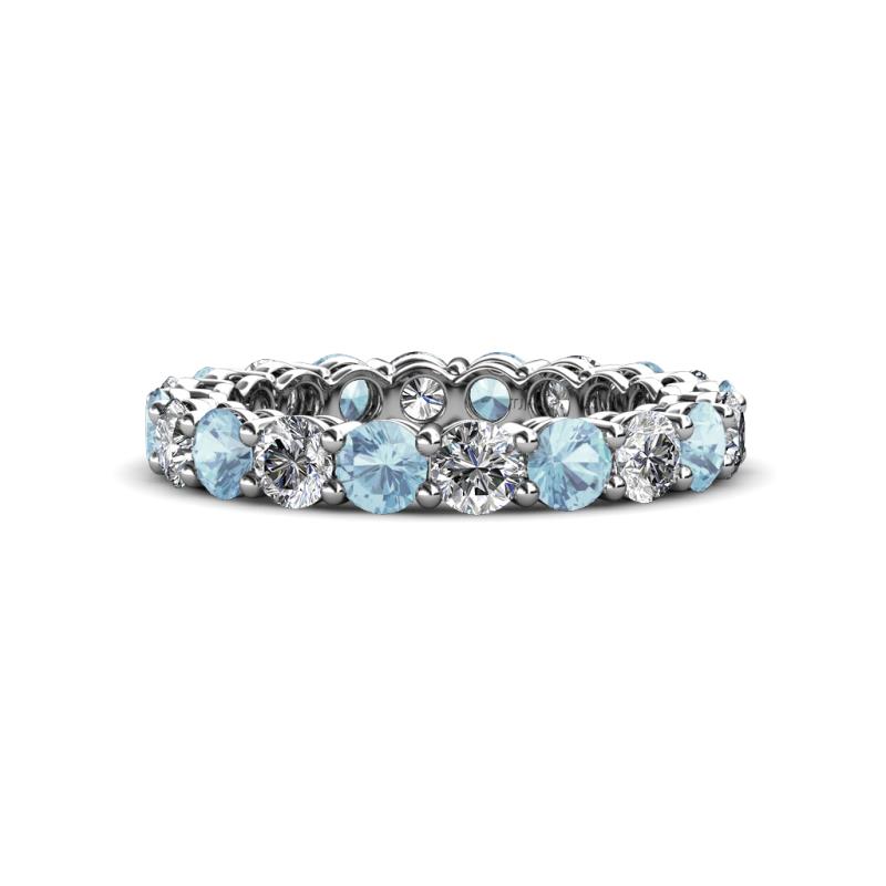 Tiffany 2.90 ctw Aquamarine and Lab Grown Diamond (3.40 mm) Eternity Band 