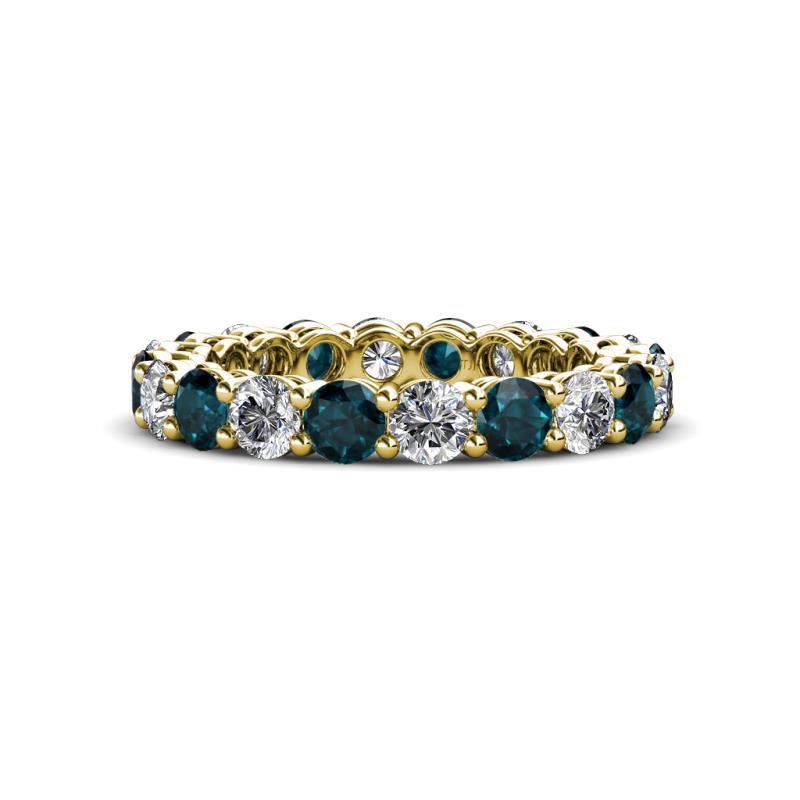 Tiffany 2.90 ctw London Blue Topaz and Lab Grown Diamond (3.40 mm) Eternity Band 