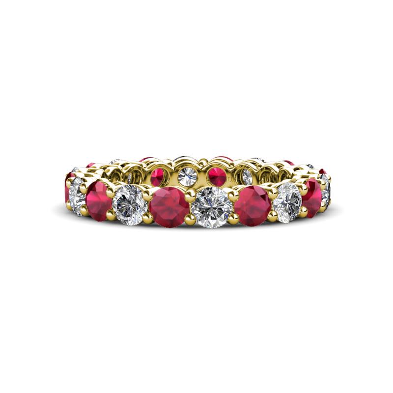 Tiffany 3.08 ctw Ruby and Lab Grown Diamond (3.40 mm) Eternity Band 