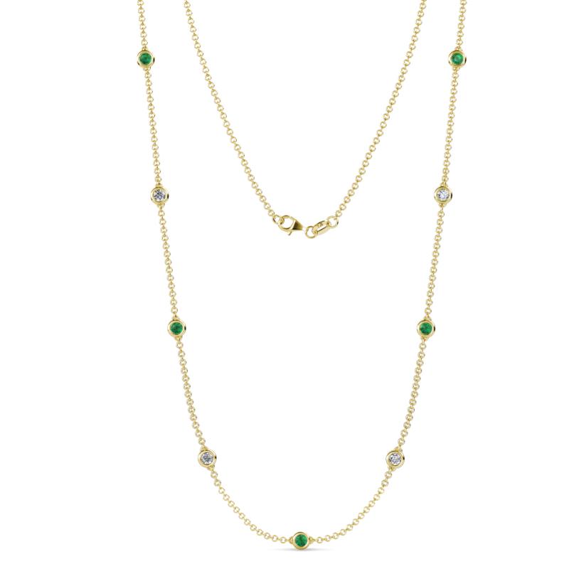 Adia (9 Stn/4mm) Emerald and Diamond on Cable Necklace 