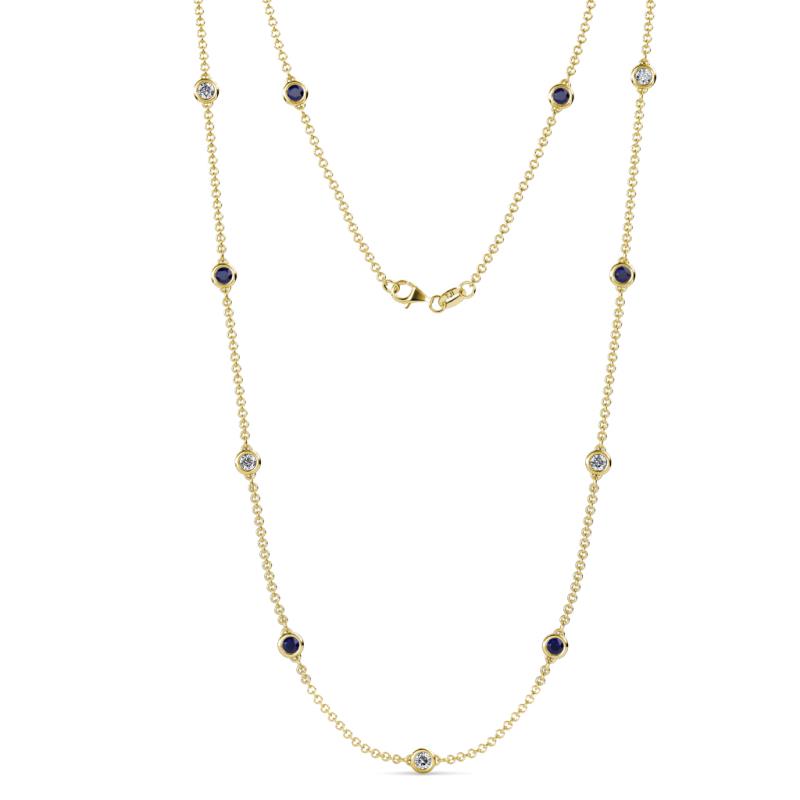 Asta (11 Stn/4mm) Blue Sapphire and Diamond on Cable Necklace 