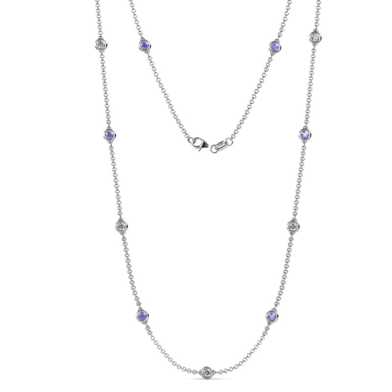 Asta (11 Stn/4mm) Tanzanite and Diamond on Cable Necklace 