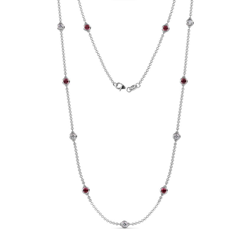 Asta (11 Stn/4mm) Ruby and Diamond on Cable Necklace 