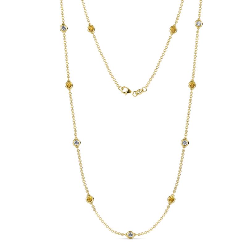 Asta (11 Stn/4mm) Citrine and Diamond on Cable Necklace 