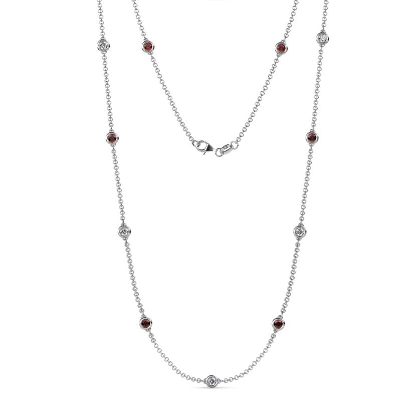 Asta (11 Stn/4mm) Red Garnet and Diamond on Cable Necklace 