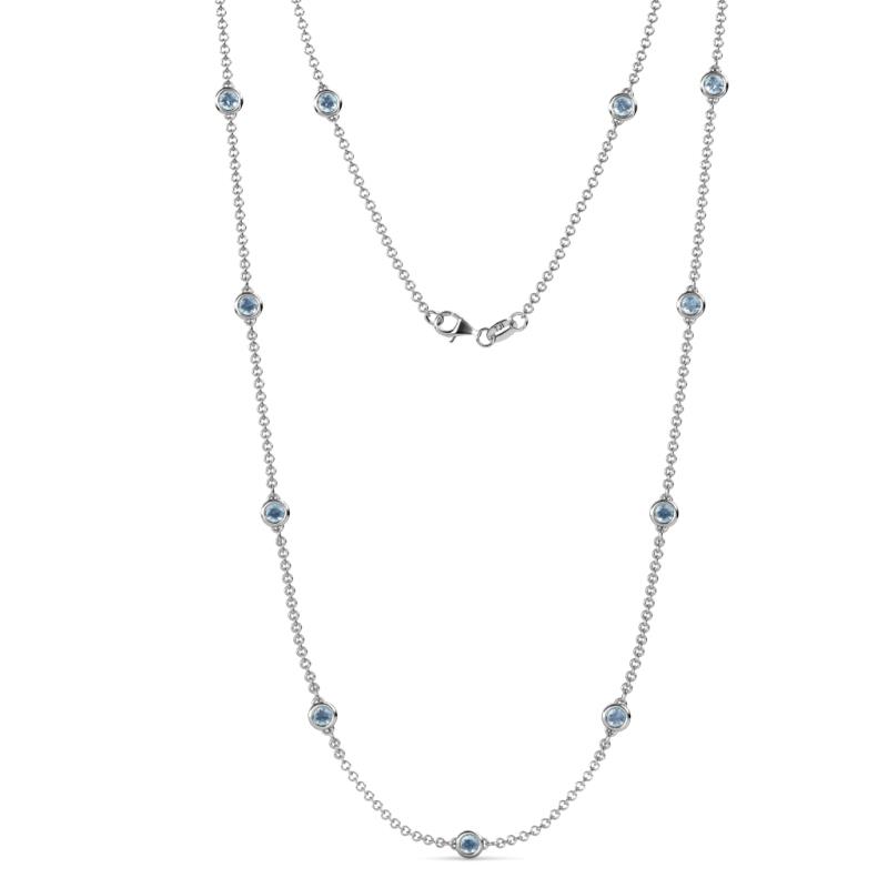 Asta (11 Stn/4mm) Aquamarine on Cable Necklace 