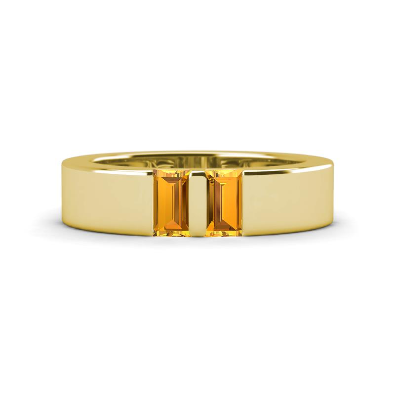 Carter 0.50 ctw Baguette Shape Citrine Two Stone Men Wedding Band (5 mm) 