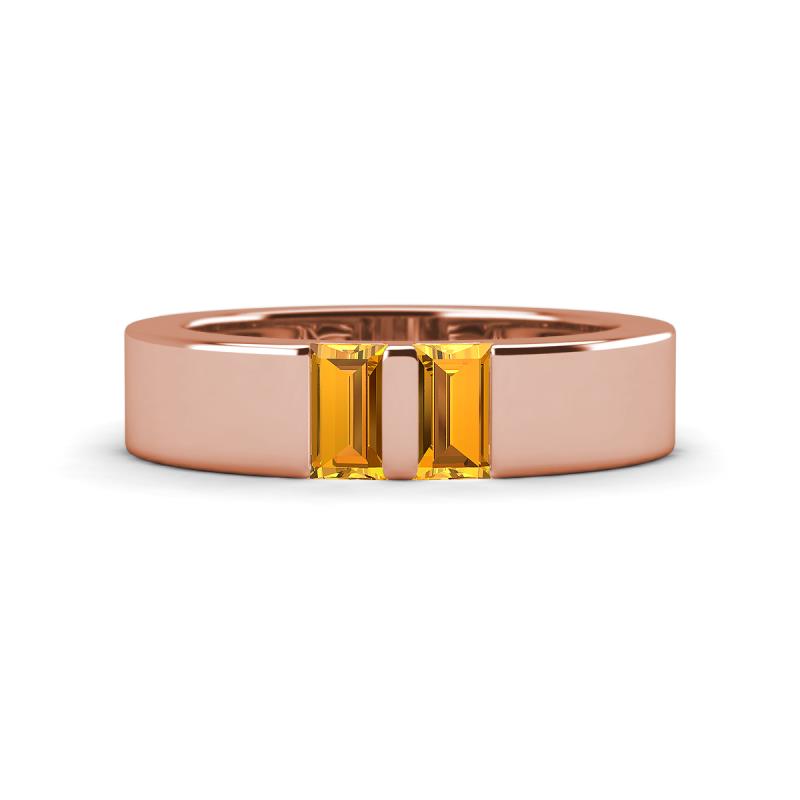 Carter 0.50 ctw Baguette Shape Citrine Two Stone Men Wedding Band (5 mm) 