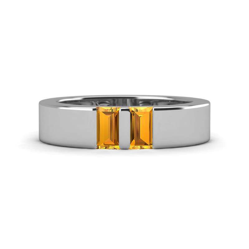 Carter 0.50 ctw Baguette Shape Citrine Two Stone Men Wedding Band (5 mm) 