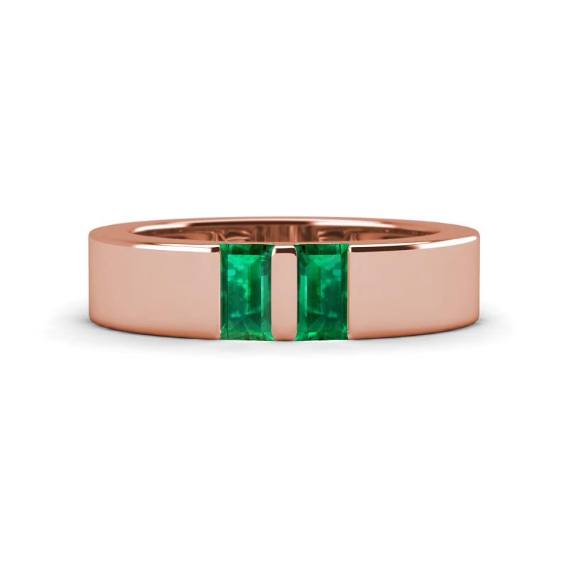 Carter 0.50 ctw Baguette Shape Emerald Two Stone Men Wedding Band (5 mm) 