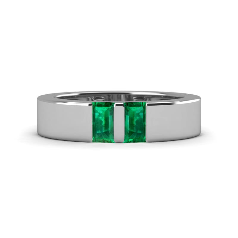 Carter 0.50 ctw Baguette Shape Emerald Two Stone Men Wedding Band (5 mm) 