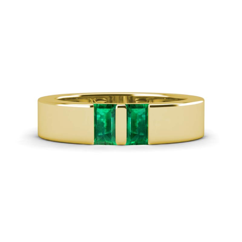 Carter 0.50 ctw Baguette Shape Emerald Two Stone Men Wedding Band (5 mm) 