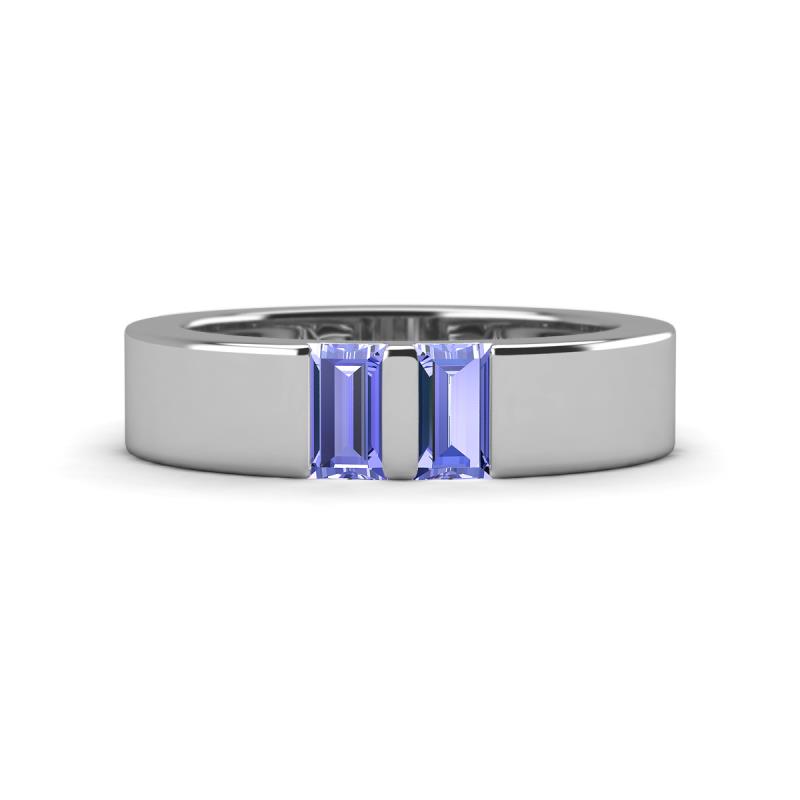 Carter 0.60 ctw Baguette Shape Tanzanite Two Stone Men Wedding Band (5 mm) 