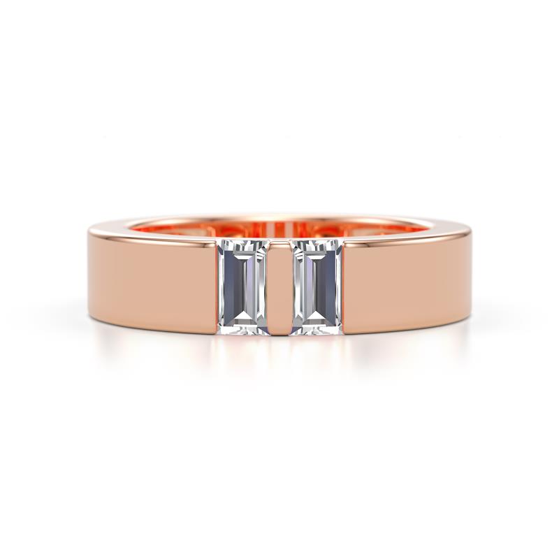 Carter 0.60 ctw Baguette Shape Lab Grown Diamond Two Stone Men Wedding Band (5 mm) 