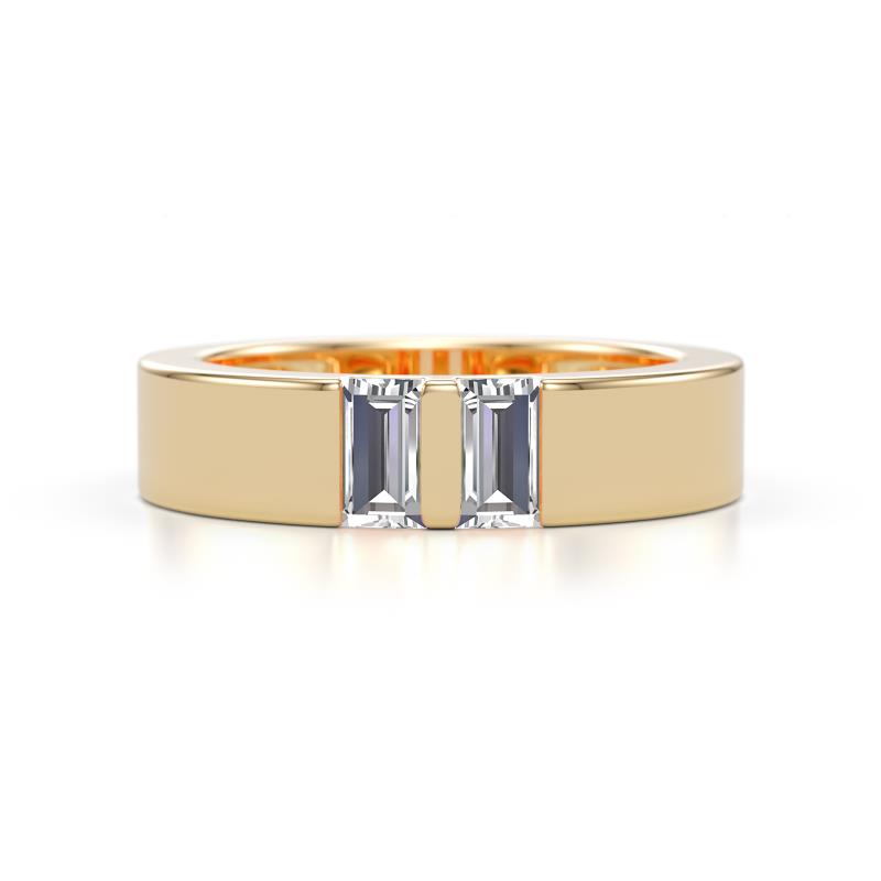 Carter 0.60 ctw Baguette Shape Lab Grown Diamond Two Stone Men Wedding Band (5 mm) 