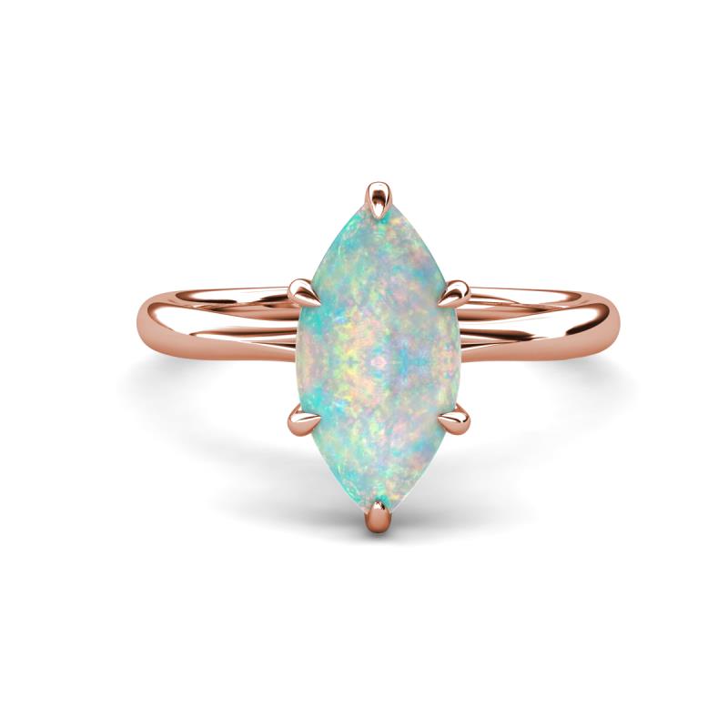 Solina 1.12 ctw Marquise Shape Opal accented Lab Grown Diamond Hidden Halo Women Engagement Ring 